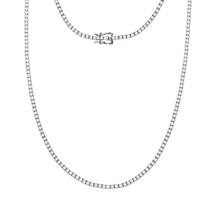 Ct Round Certified Lab Grown Diamond 14K Solid Gold Women’s Tennis Necklace (18") - A-1 Thread Vault