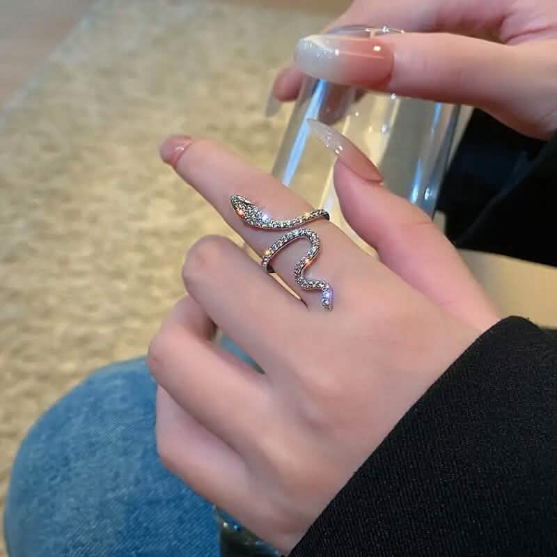 Cubic Zirconia Wrapped Small Snake Opening Adjustable Ring - A-1 Thread Vault