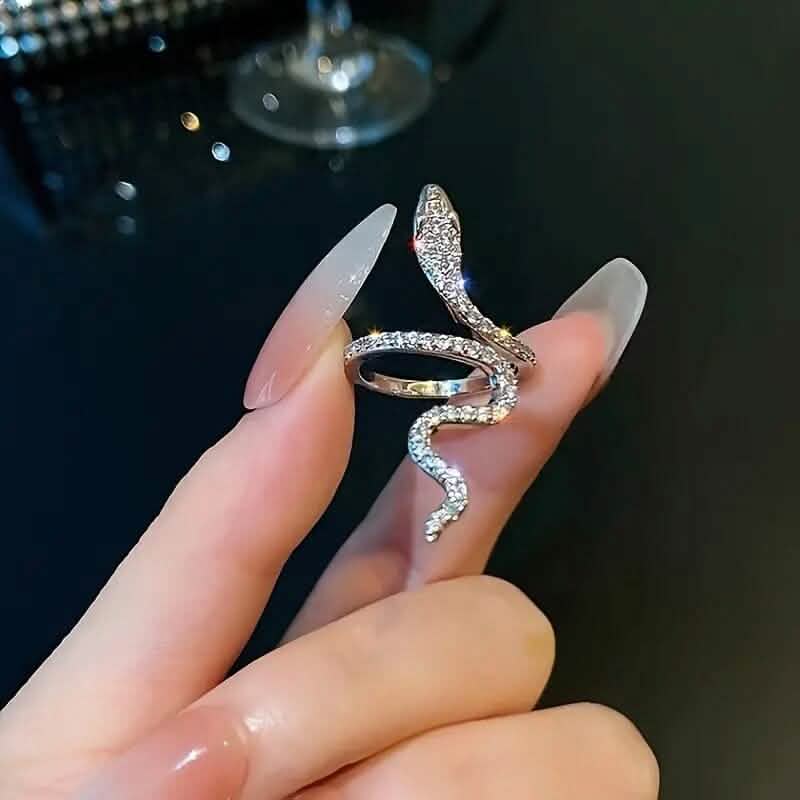 Cubic Zirconia Wrapped Small Snake Opening Adjustable Ring - A-1 Thread Vault
