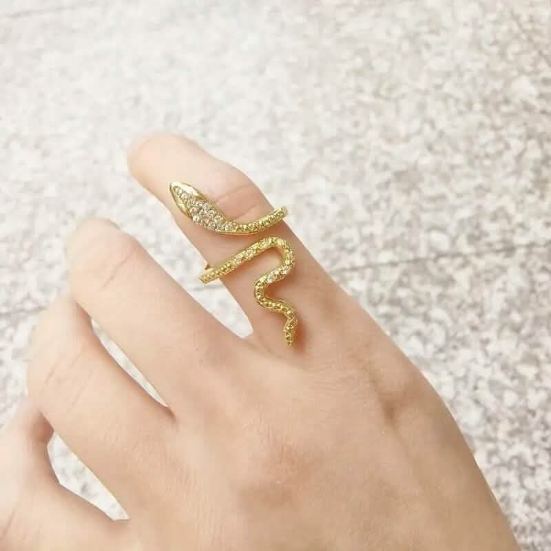 Cubic Zirconia Wrapped Small Snake Opening Adjustable Ring - A-1 Thread Vault