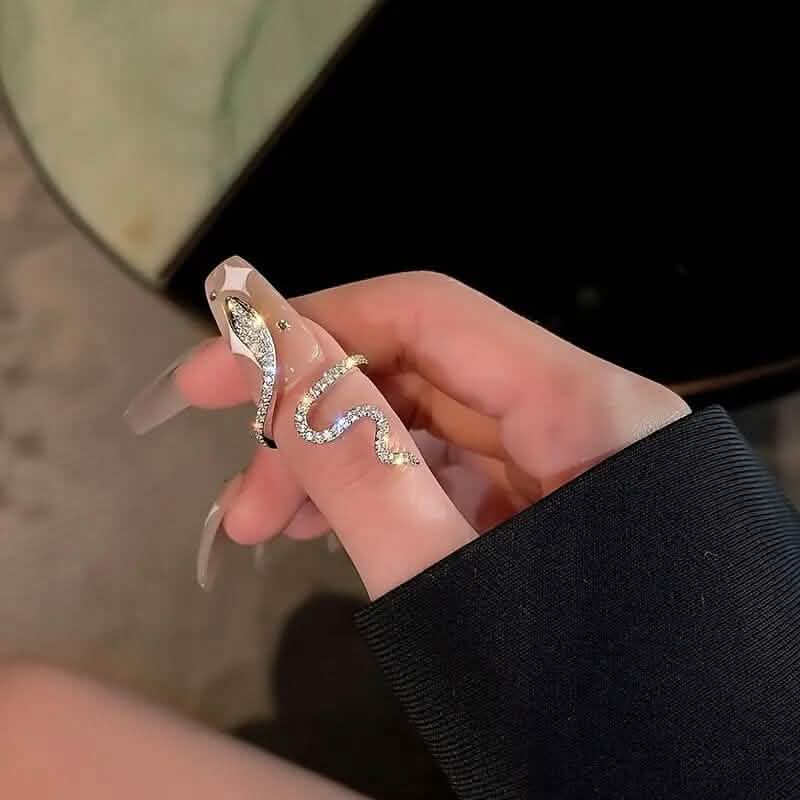 Cubic Zirconia Wrapped Small Snake Opening Adjustable Ring - A-1 Thread Vault