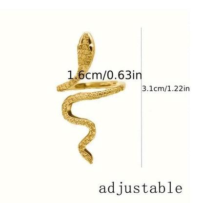 Cubic Zirconia Wrapped Small Snake Opening Adjustable Ring - A-1 Thread Vault