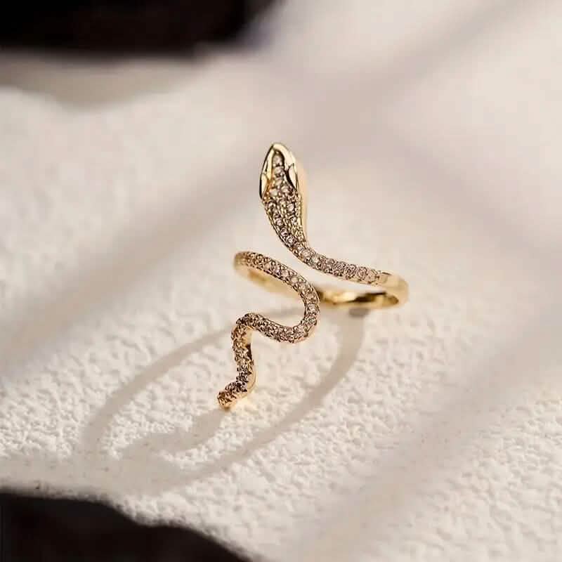 Cubic Zirconia Wrapped Small Snake Opening Adjustable Ring - A-1 Thread Vault