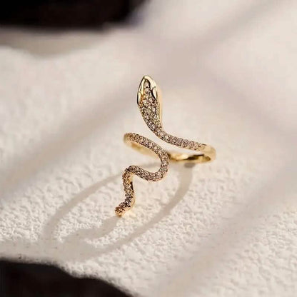 Cubic Zirconia Wrapped Small Snake Opening Adjustable Ring - A-1 Thread Vault