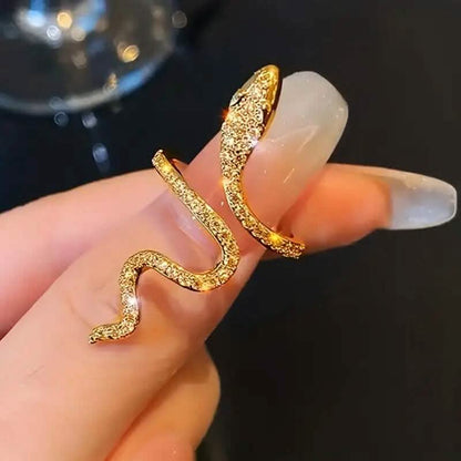 Cubic Zirconia Wrapped Small Snake Opening Adjustable Ring - A-1 Thread Vault