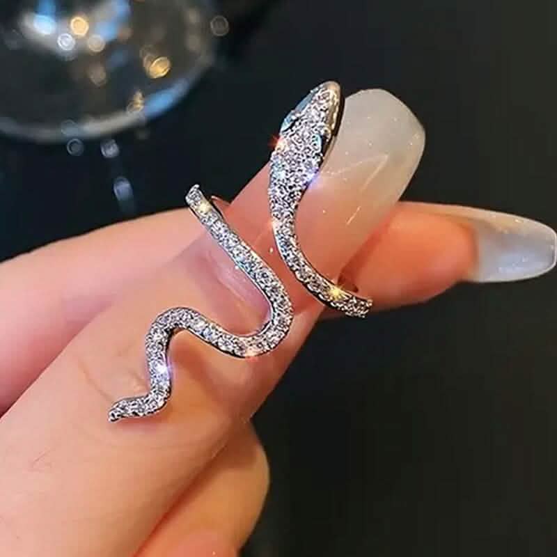 Cubic Zirconia Wrapped Small Snake Opening Adjustable Ring - A-1 Thread Vault