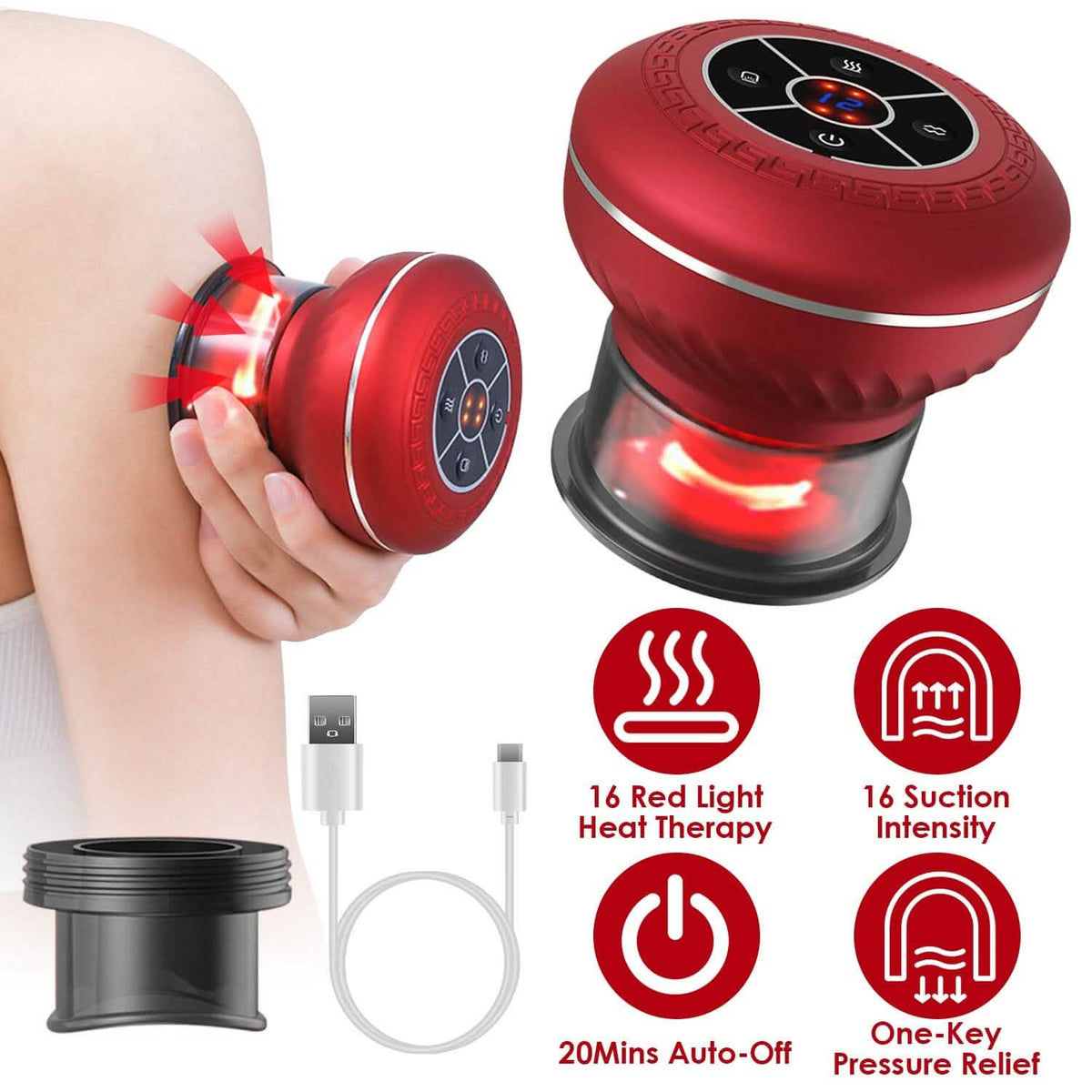 Cuppin Therapy Massager with Red Light Heat Therapy 16 Level Temperature - A-1 Thread Vault