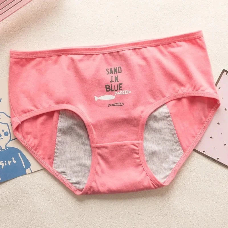 Cute Cartoon Menstrual Girls Period Underwear Leak Proof Panties Menstrual Panties for Teenager Leakproof Physiological Panties - A-1 Thread Vault