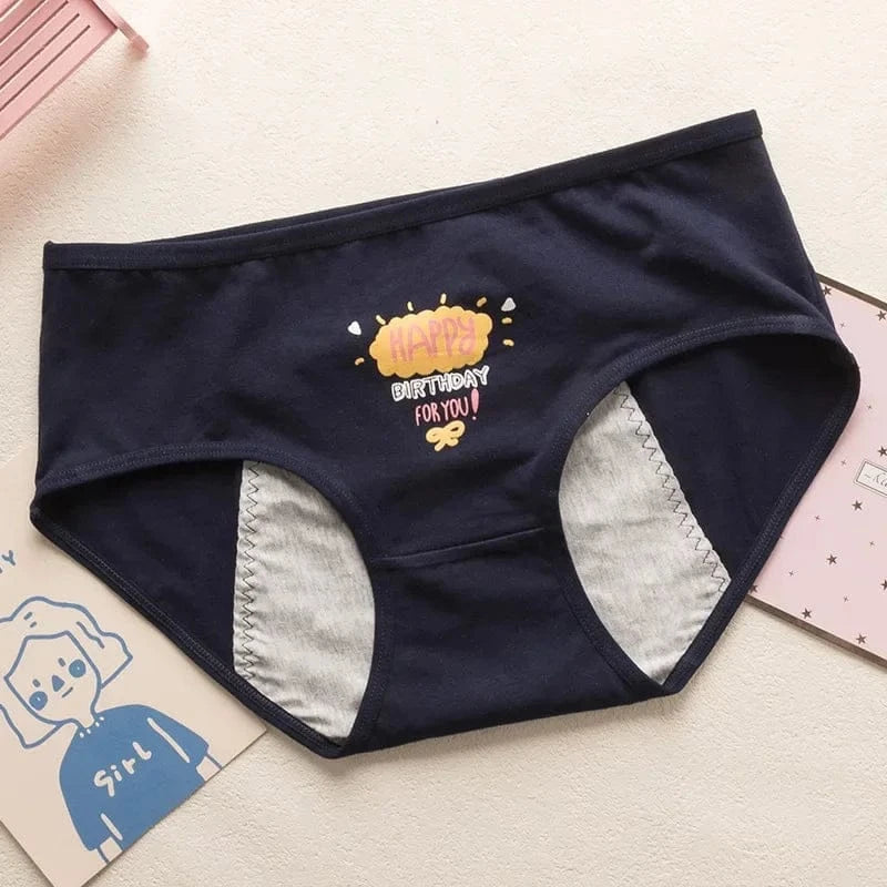 Cute Cartoon Menstrual Girls Period Underwear Leak Proof Panties Menstrual Panties for Teenager Leakproof Physiological Panties - A-1 Thread Vault