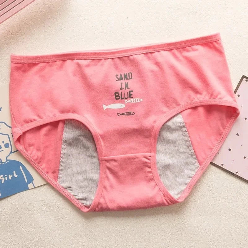 Cute Cartoon Menstrual Girls Period Underwear Leak Proof Panties Menstrual Panties for Teenager Leakproof Physiological Panties - A-1 Thread Vault
