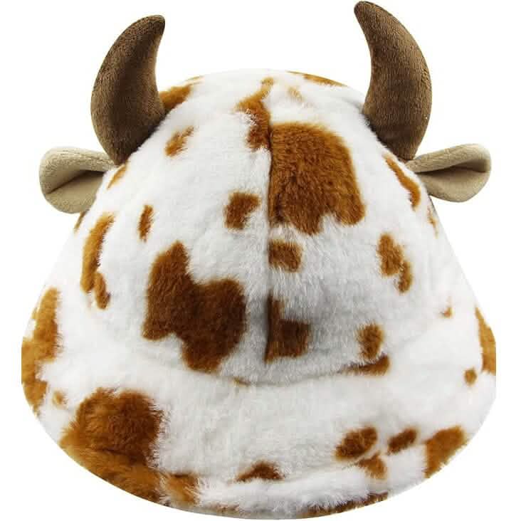 Cute Cow Print Fuzzy Bucket Hat - A-1 Thread Vault