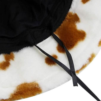 Cute Cow Print Fuzzy Bucket Hat - A-1 Thread Vault