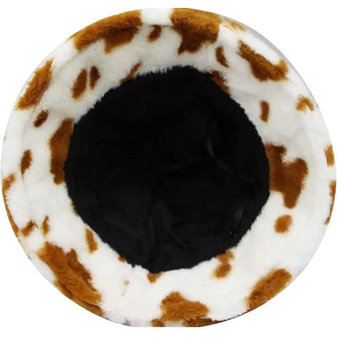 Cute Cow Print Fuzzy Bucket Hat - A-1 Thread Vault