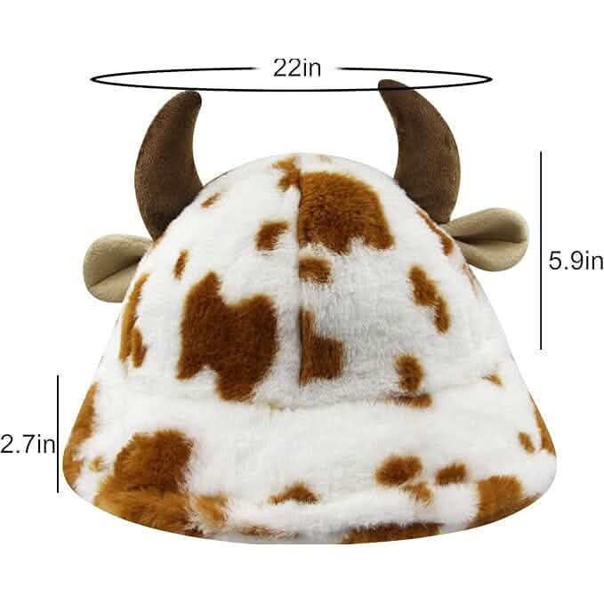 Cute Cow Print Fuzzy Bucket Hat - A-1 Thread Vault