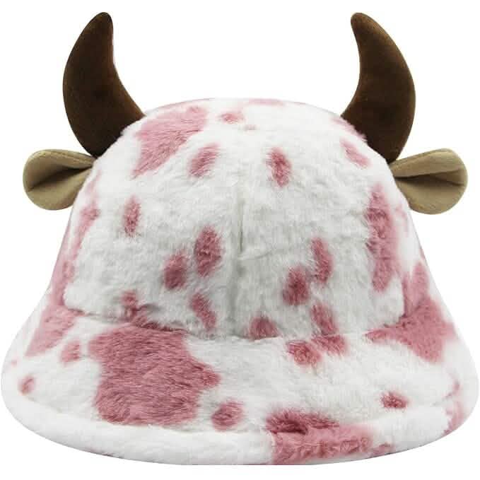 Cute Cow Print Fuzzy Bucket Hat - A-1 Thread Vault