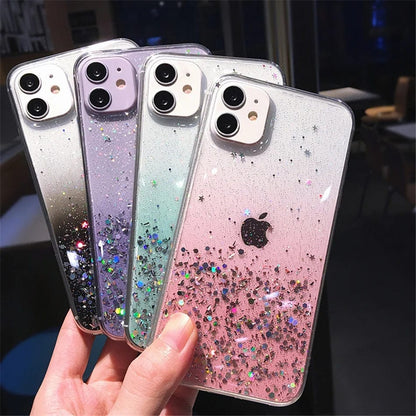 Cute Gradient Sequins Clear Glitter iPhone Case - A-1 Thread Vault