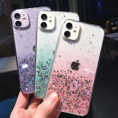 Cute Gradient Sequins Clear Glitter iPhone Case - A-1 Thread Vault