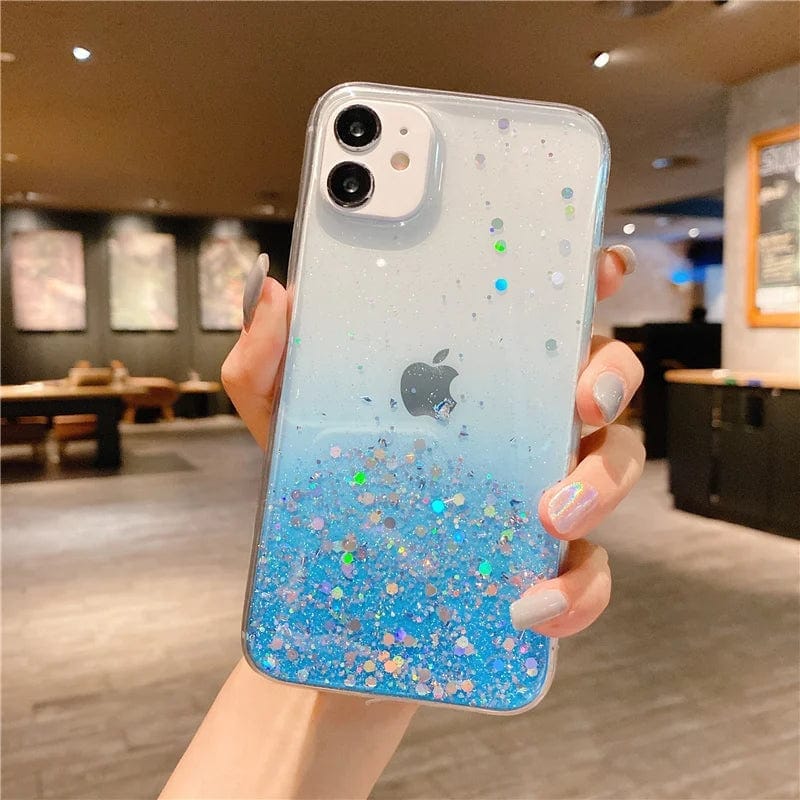 Cute Gradient Sequins Clear Glitter iPhone Case - A-1 Thread Vault