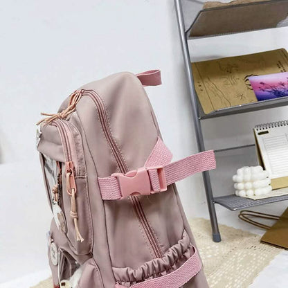 Cute Waterproof Multi-Pocket Women Backpacks with Bear Doll - A-1 Thread Vault