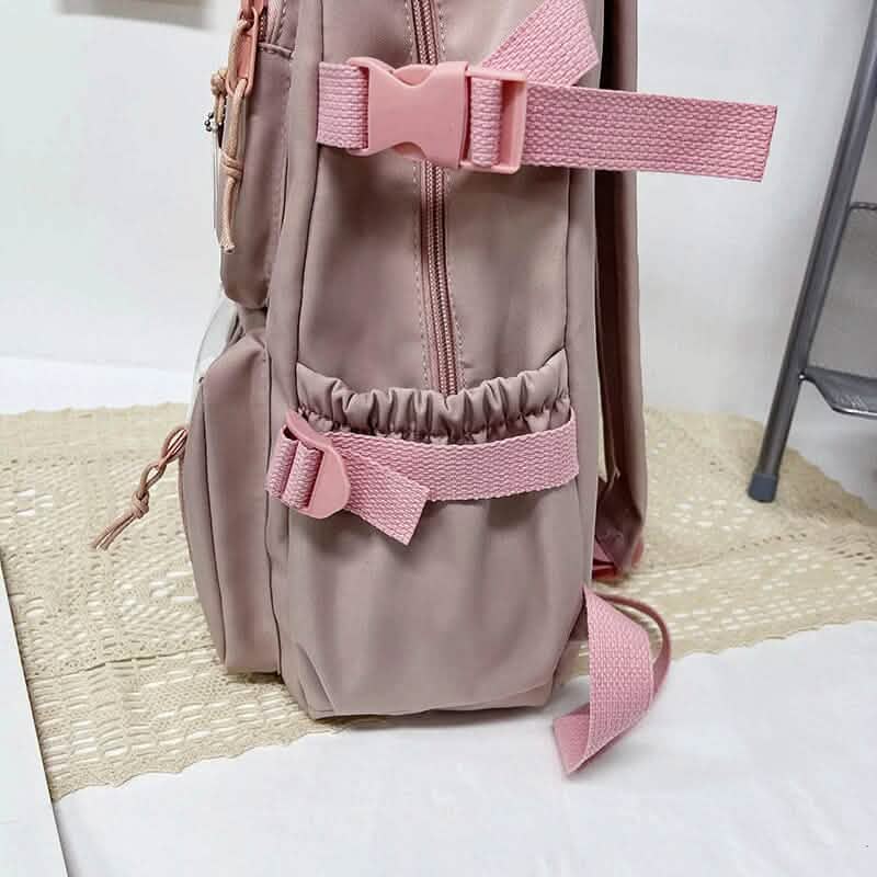 Cute Waterproof Multi-Pocket Women Backpacks with Bear Doll - A-1 Thread Vault