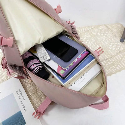Cute Waterproof Multi-Pocket Women Backpacks with Bear Doll - A-1 Thread Vault