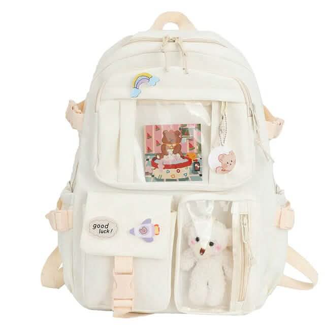 Cute Waterproof Multi-Pocket Women Backpacks with Bear Doll - A-1 Thread Vault
