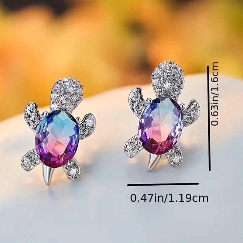 Cute Zirconia Turtle Ear Stud Earrings - A-1 Thread Vault