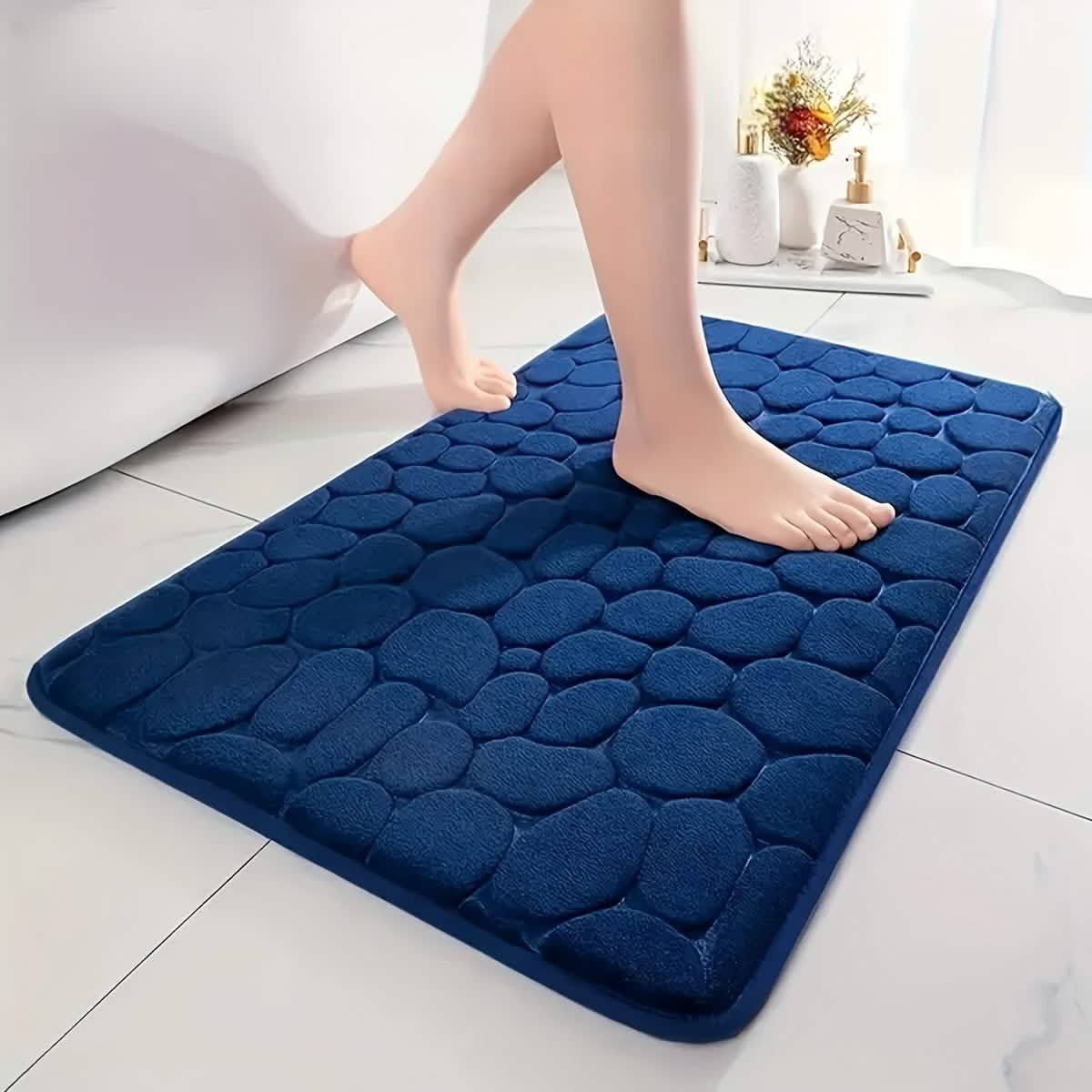 Ultra-Soft Memory Foam Bath Mat – Non-Slip, Absorbent (Gray Hexagon) - A-1 Thread Vault
