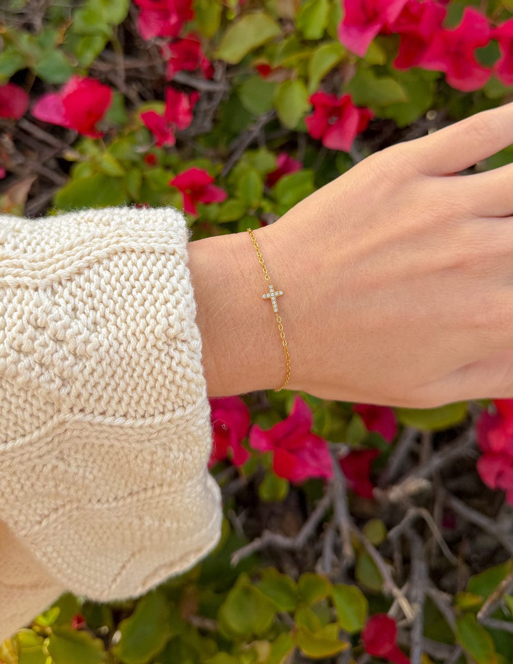 Dainty Gem Cross Link Bracelet - A-1 Thread Vault