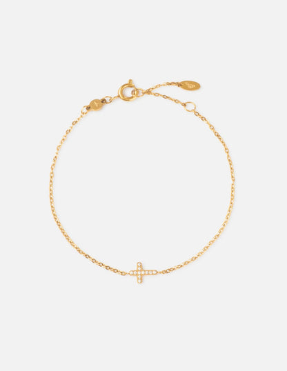 Dainty Gem Cross Link Bracelet - A-1 Thread Vault