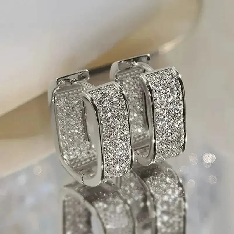 Dainty Paved CZ Hoop Earrings 18k Gold Plated Ear Jewelry - A-1 Thread Vault