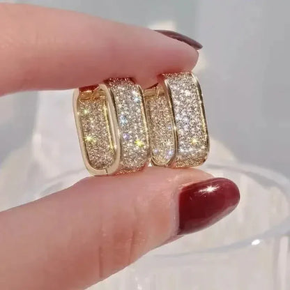 Dainty Paved CZ Hoop Earrings 18k Gold Plated Ear Jewelry - A-1 Thread Vault