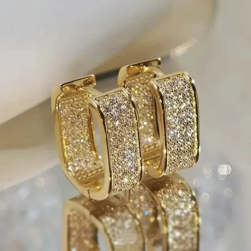 Dainty Paved CZ Hoop Earrings 18k Gold Plated Ear Jewelry - A-1 Thread Vault