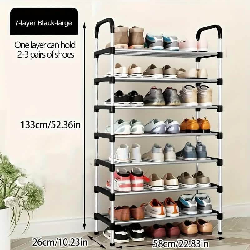 7-Tier Iron Shoe Rack – Space-Saving, Floor-Standing - A-1 Thread Vault