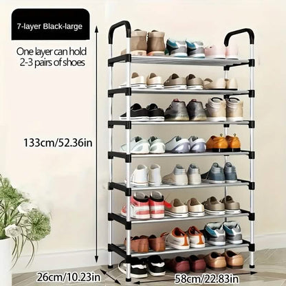 7-Tier Iron Shoe Rack – Space-Saving, Floor-Standing - A-1 Thread Vault