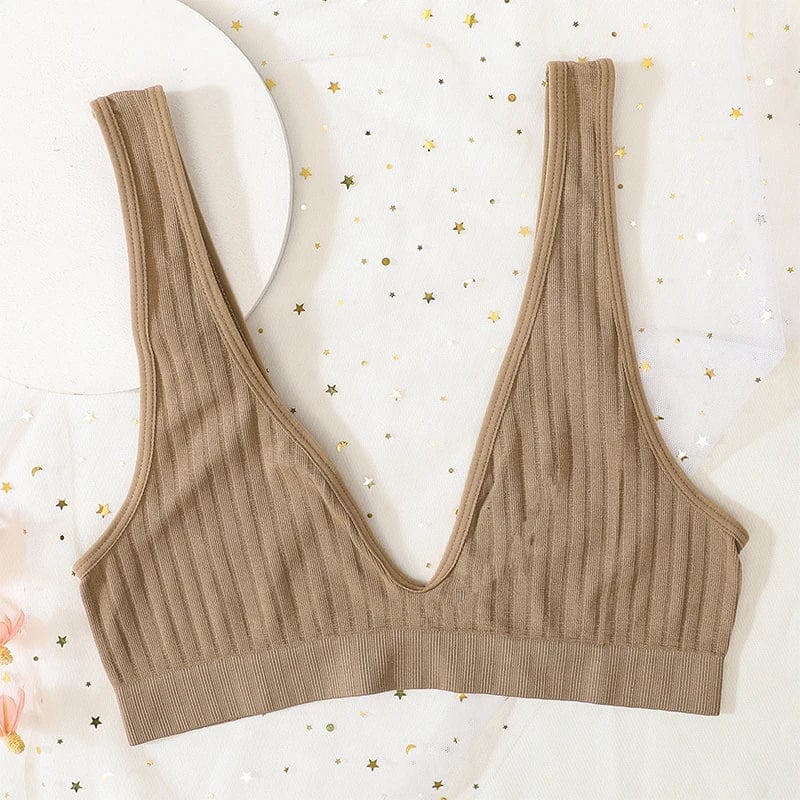 Deep V-neck Push-Up Bras For Women Seamless Bra Sexy Lingerie Rib Wireless Bralette Unlined Sport Crop Top S-XL Female Underwear - A-1 Thread Vault