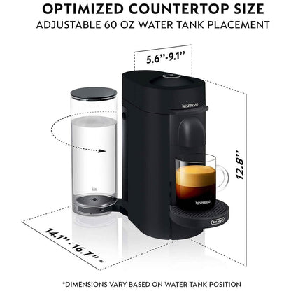 De'Longhi Nespresso VertuoPlus Coffee and Espresso Machine by De'Longhi, 38 ounces, Matte Black (Refurbished) - A-1 Thread Vault