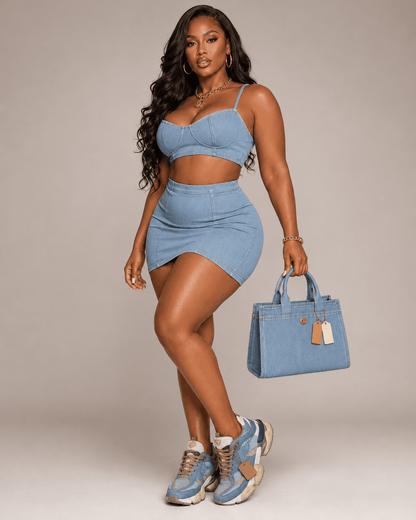 Denim 2-Piece Set | Statement Sneakers + Matching Tote Bag - A-1 Thread Vault