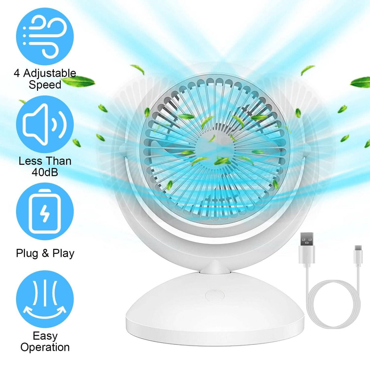 Desk Air Circulator Fan 4 Speed Adjustment - A-1 Thread Vault