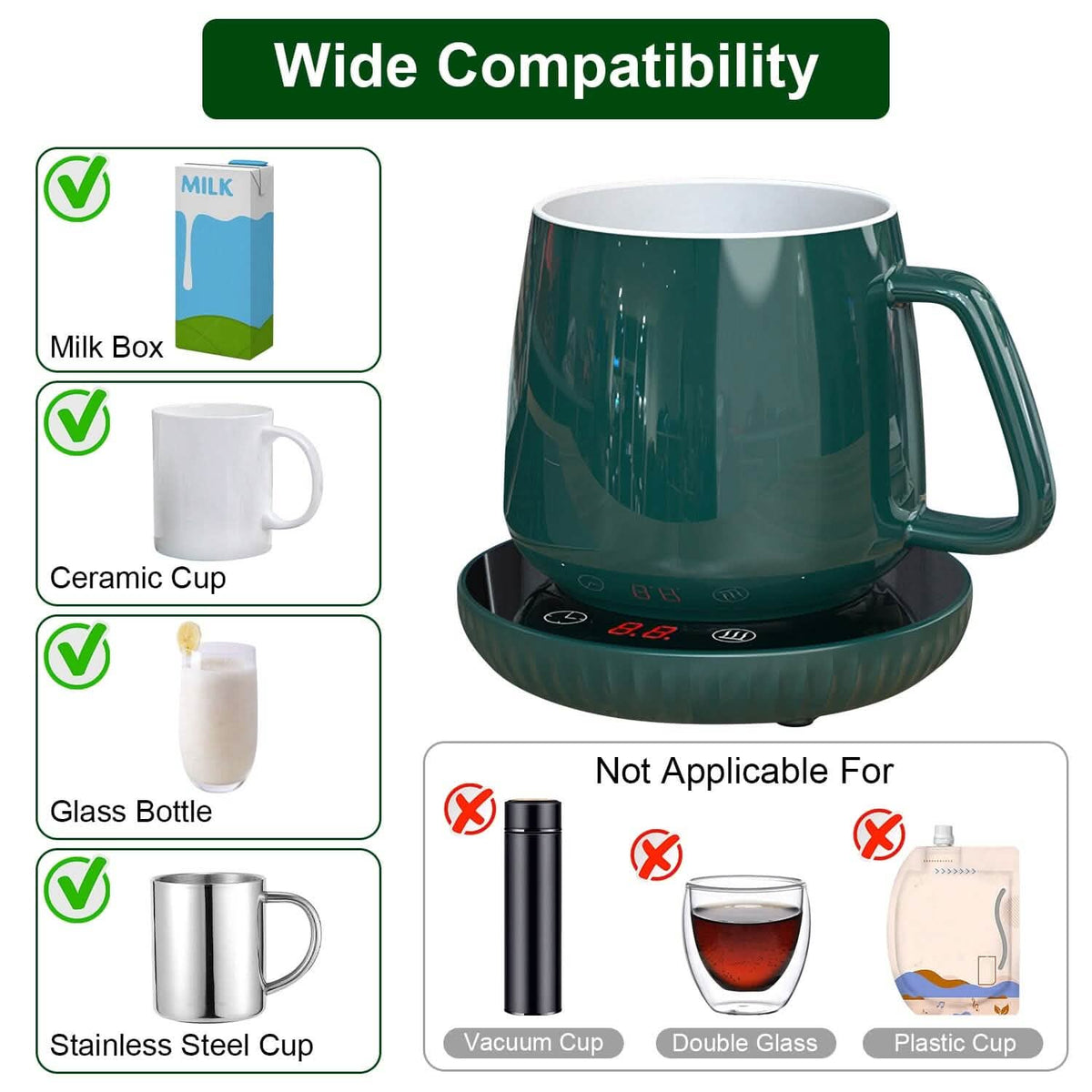 Desktop Electric Cup Warmer Auto Off Over Heating Protection Smart Timer Setting - A-1 Thread Vault