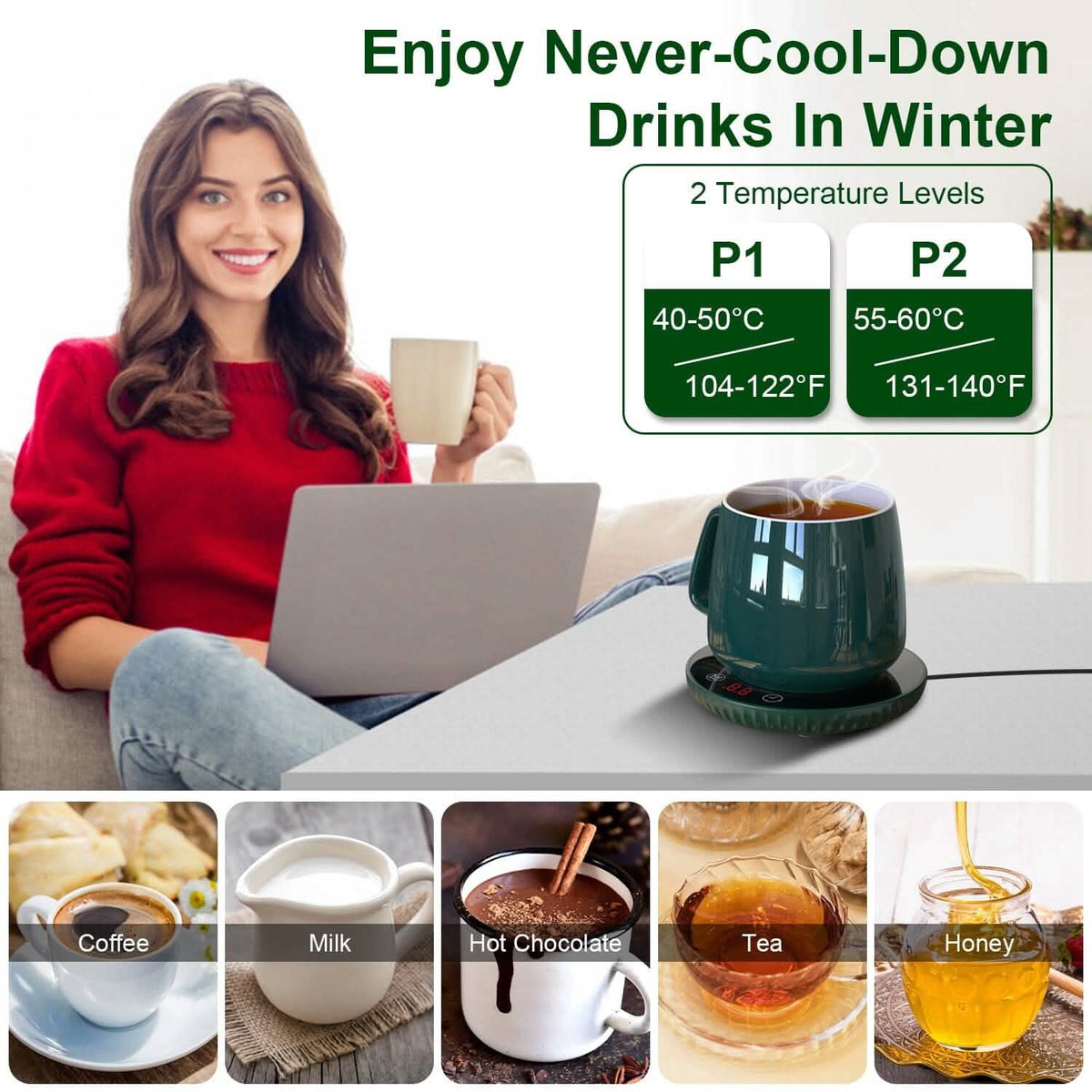 Desktop Electric Cup Warmer Auto Off Over Heating Protection Smart Timer Setting - A-1 Thread Vault