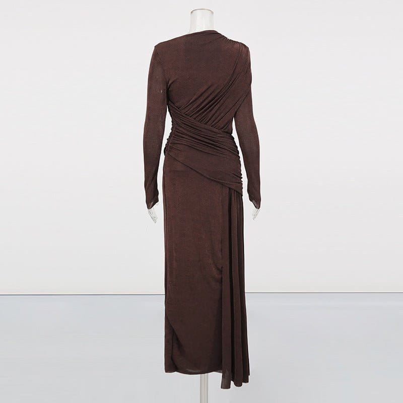 Diagonal Ruched Maxi Dress(MS467) - A-1 Thread Vault