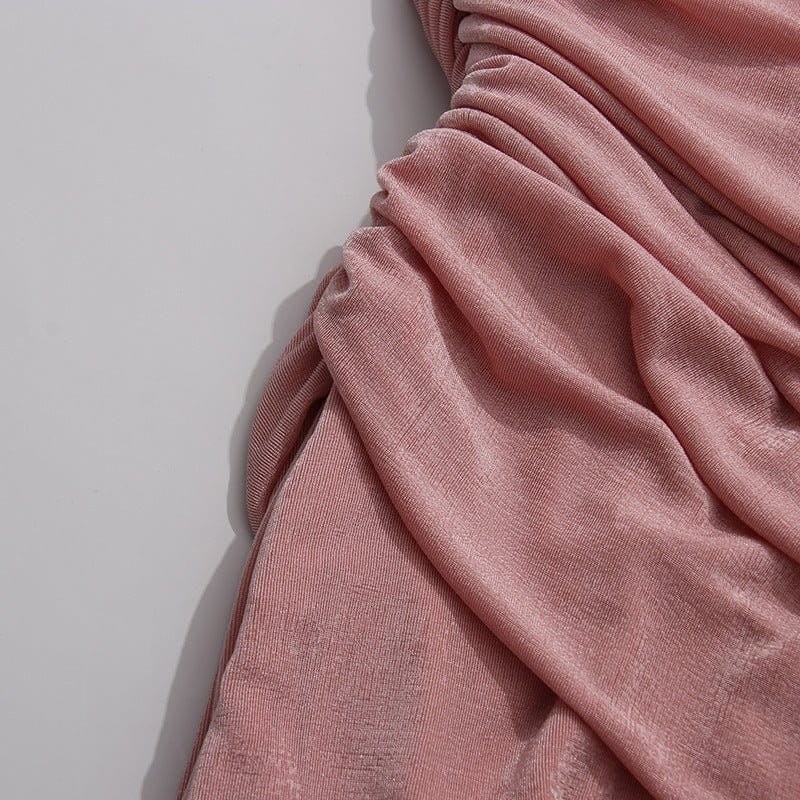 Diagonal Ruched Maxi Dress(MS467) - A-1 Thread Vault