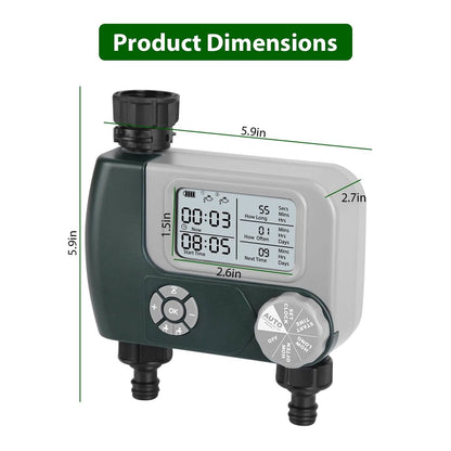 Digital Programmable Sprinkler Timer with 2 Outlet Zones - A-1 Thread Vault