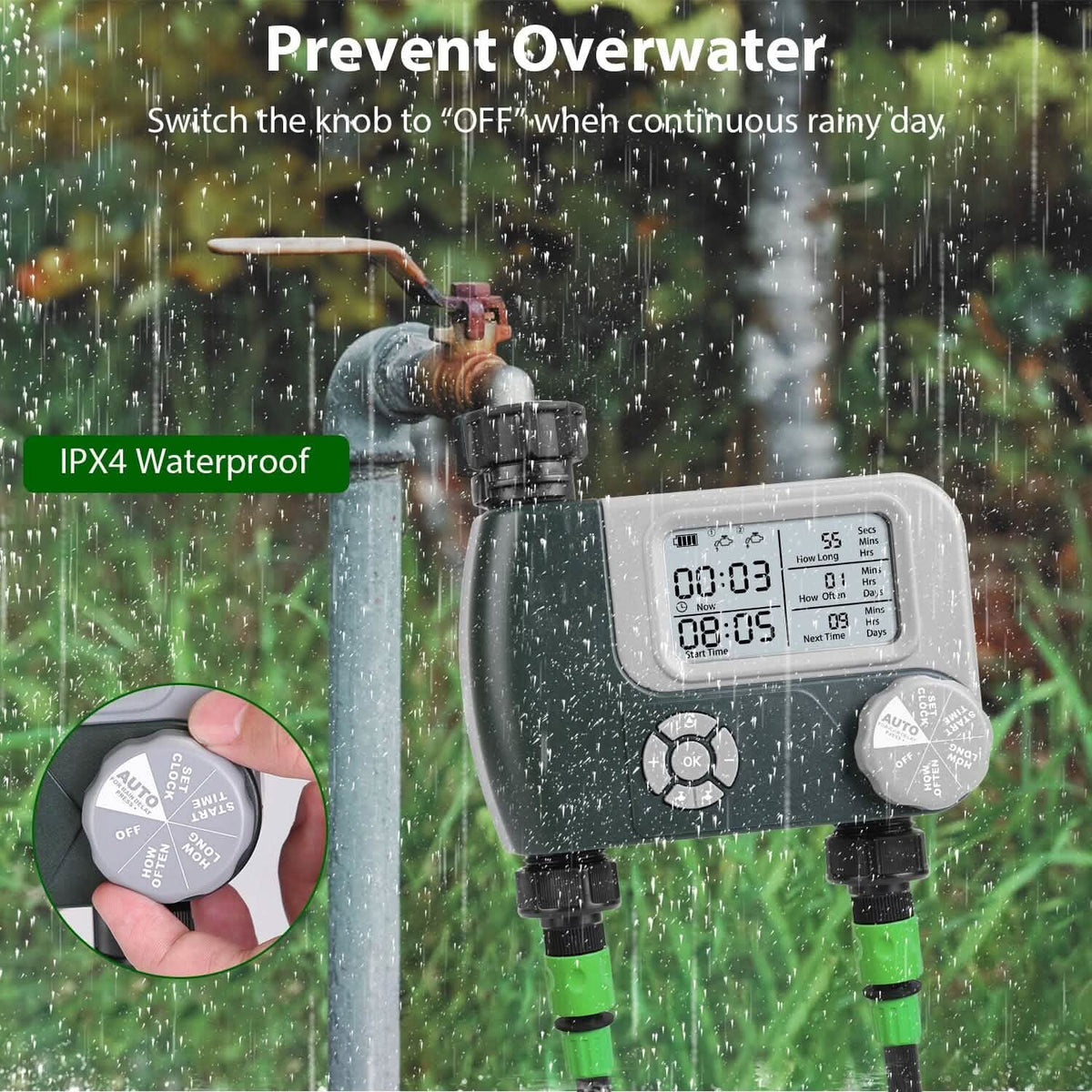 Digital Programmable Sprinkler Timer with 2 Outlet Zones - A-1 Thread Vault
