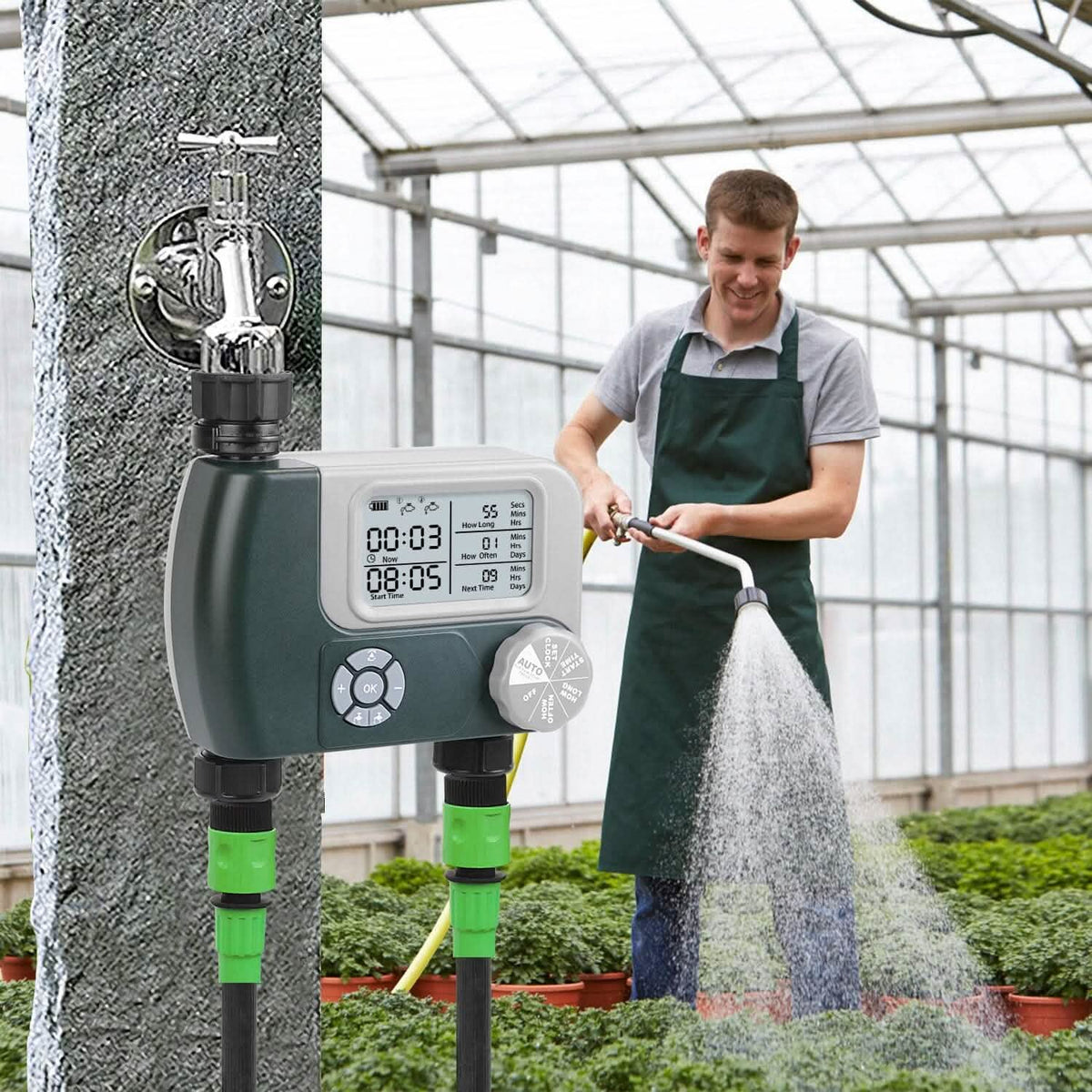 Digital Programmable Sprinkler Timer with 2 Outlet Zones - A-1 Thread Vault