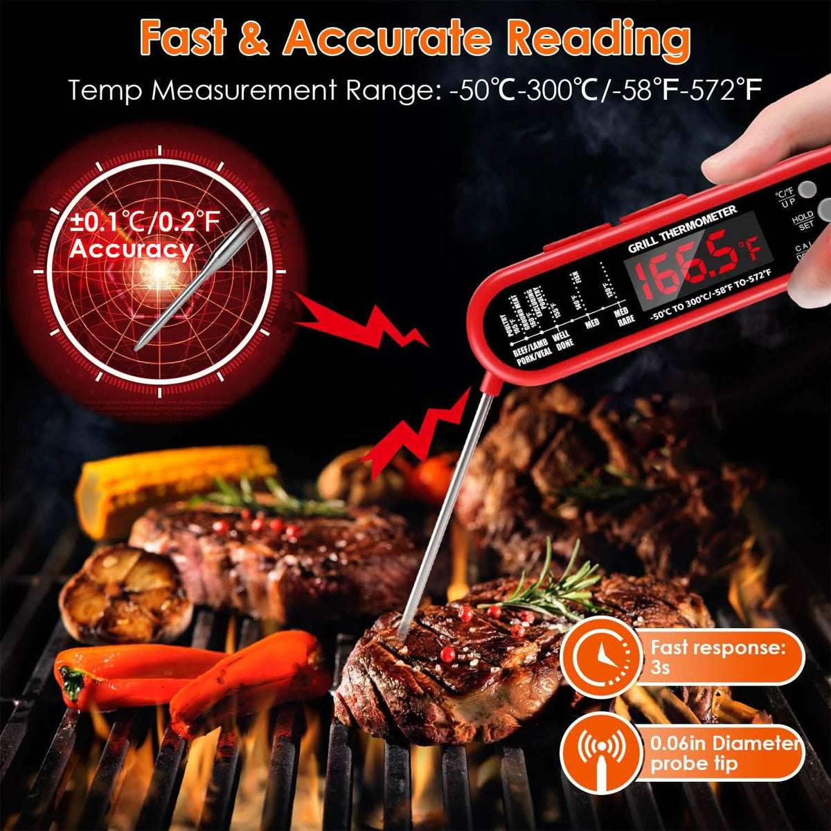 Digital Thermometer BBQ Meat Food Cooking Temperature Tester - A-1 Thread Vault
