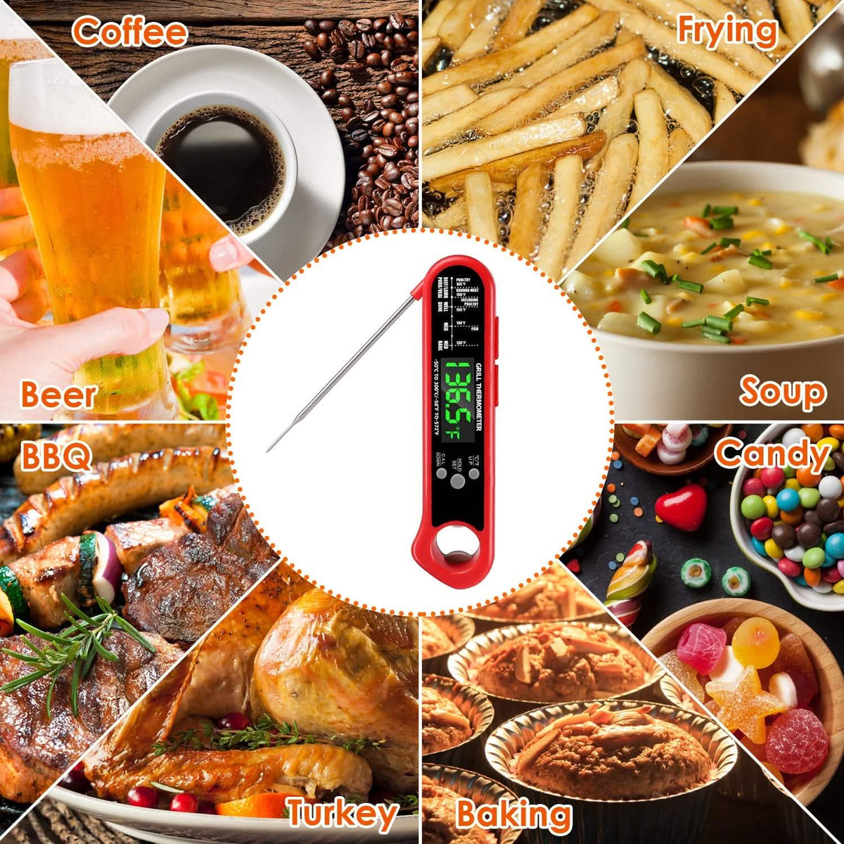 Digital Thermometer BBQ Meat Food Cooking Temperature Tester - A-1 Thread Vault