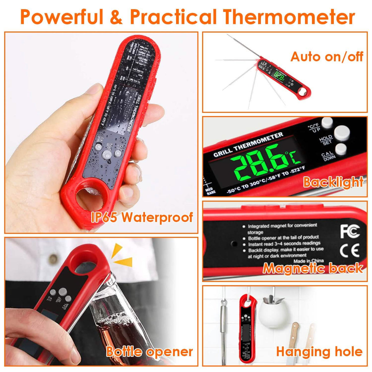 Digital Thermometer BBQ Meat Food Cooking Temperature Tester - A-1 Thread Vault