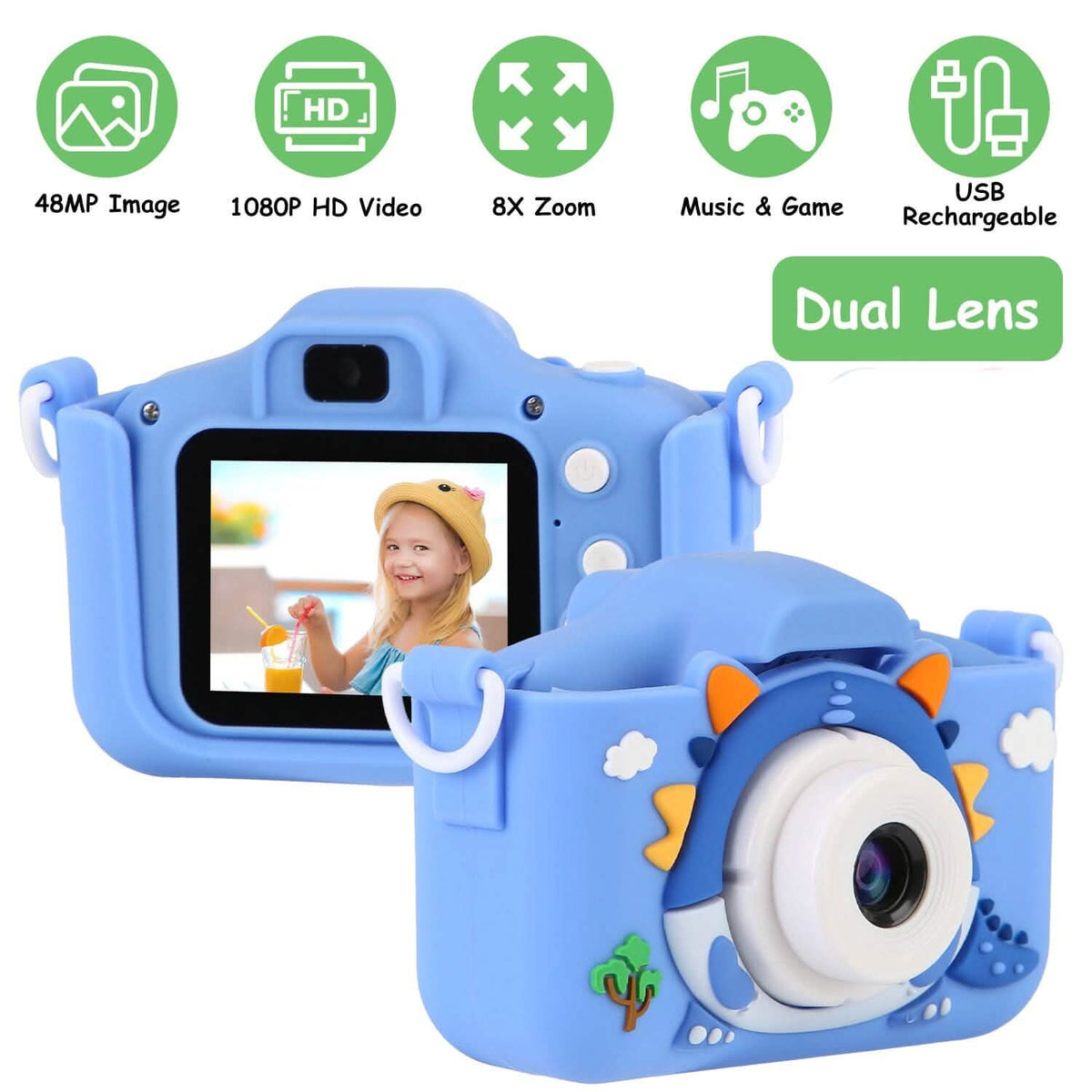 Dinosaur Kids Selfie 48MP 1080P HD Cartoon Digital Camera - A-1 Thread Vault